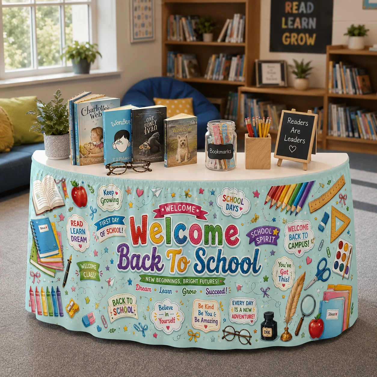 Tablecloth, Tablecloth, Polyester Tablecloth, Back to School Season, Stationery Art Printed Tablecloth, Decorative