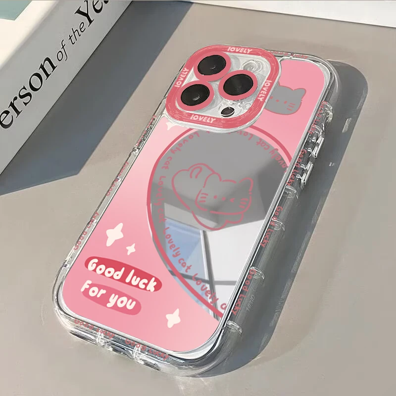 Koreanisches Paar-Herzen Air Cushion Spiegel Handyhülle für iPhone 17 15 14 16 Pro Max 13 12 11 Pro XR XS 7 8 Plus 17Air Cat Cover – Detail 12