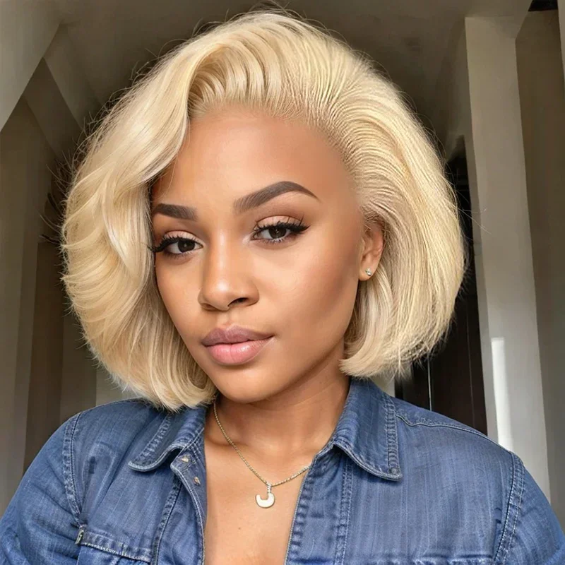 

Wiggirl 250% волнистые волосы 613 блонд короткий боб парик на сетке волнистые человеческие волосы парики на сетке фронтальный парик для женщин