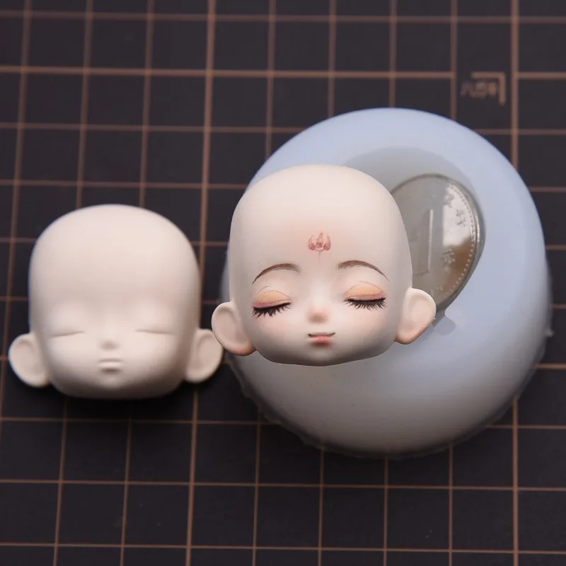 Q Version Ultra-light Clay Doll with Closed Eyes and Face Silicone Mold Resin Clay DIY Doll Face Modeling Polymer Clay Tool