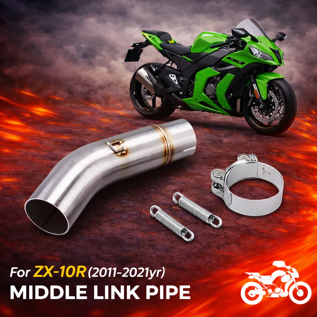 

For ZX10R Motorcycle exhaust system 2011-2021 Slip On Exhaust Muffler Tips Mid Link Pipe