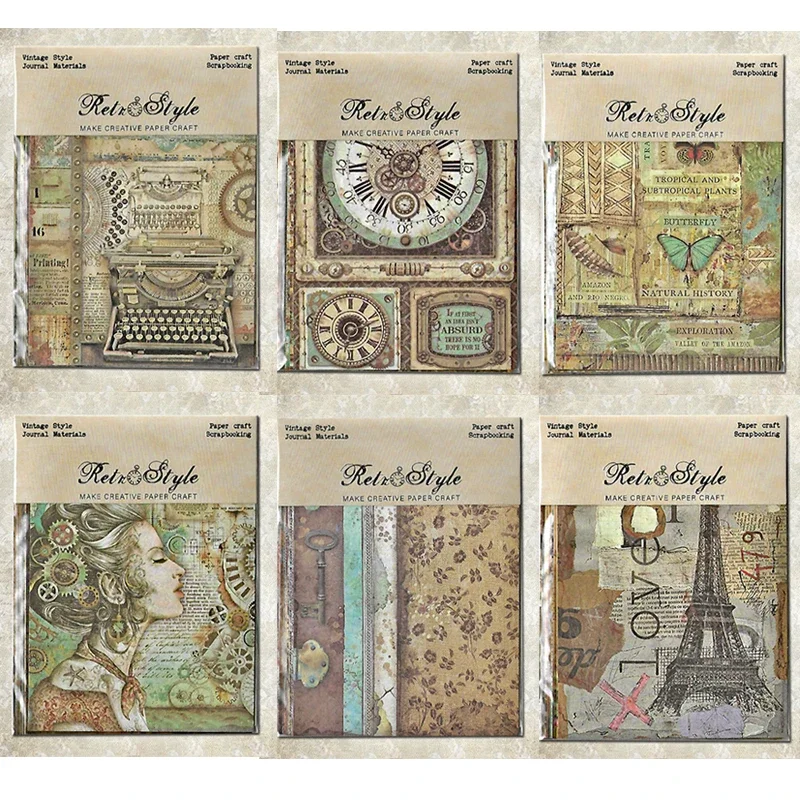 20 arkuszy 10 wzorów w stylu Vintage wzory papieru do scrapbookingu ręcznie robione papier typu kraft karty podkładka w tle 10x14cm