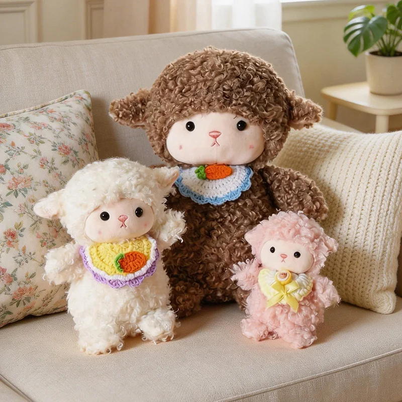 

Пушистая плюшевая игрушка-овечка, мультяшная милая мягкая кукла-ягненок для детей, подарок на день рождения, украшение для дома