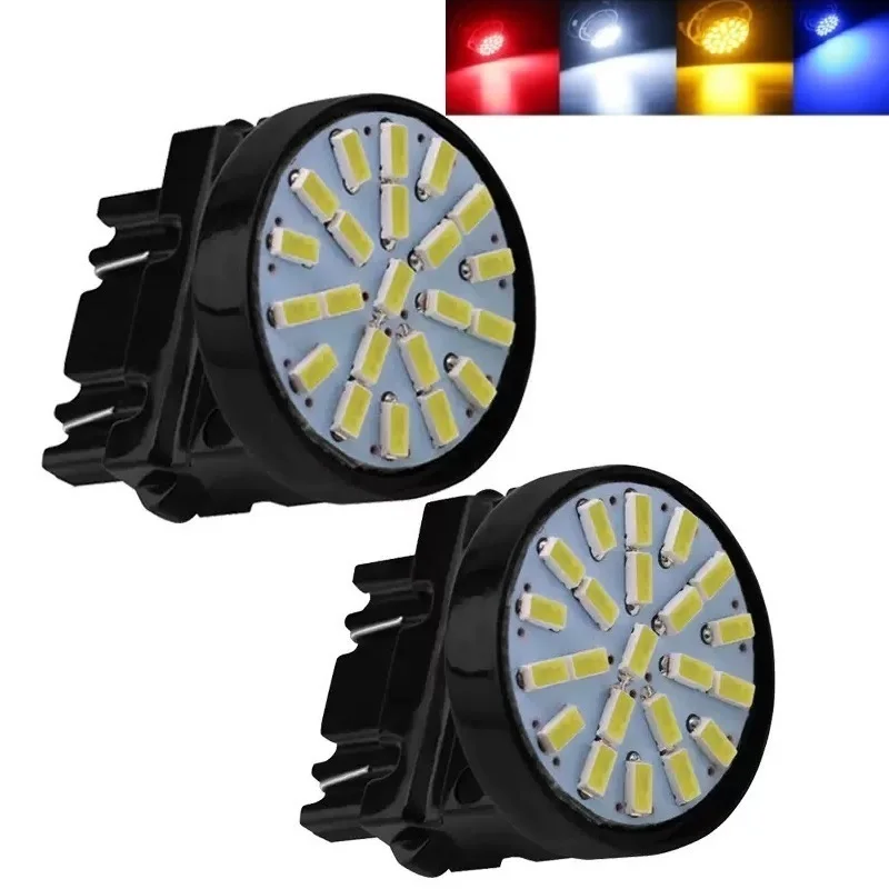 6pcs 3157 3156 P27W T25 Brake Light Led Bulb P27/7W T25 7440 W21W T20 7443 Tail Light Reversing Turn Signal Lights 12V