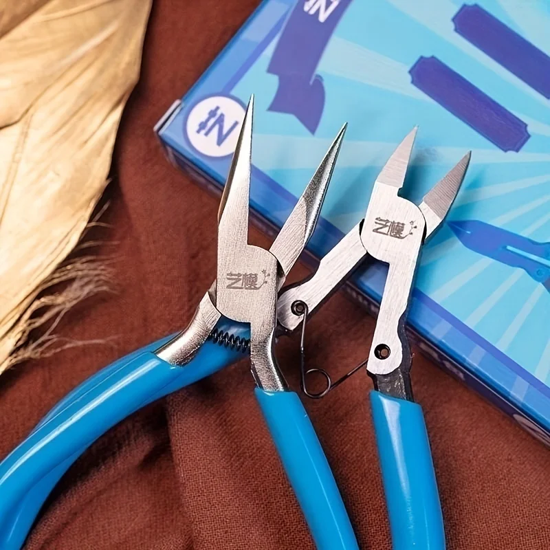 MU 3D Metal Model Kits Tools Set, 2Pcs Mini Flat Nose Plier Nipper DIY Tool For 3D Metal Puzzle Model Kit Jigsaw Assembling