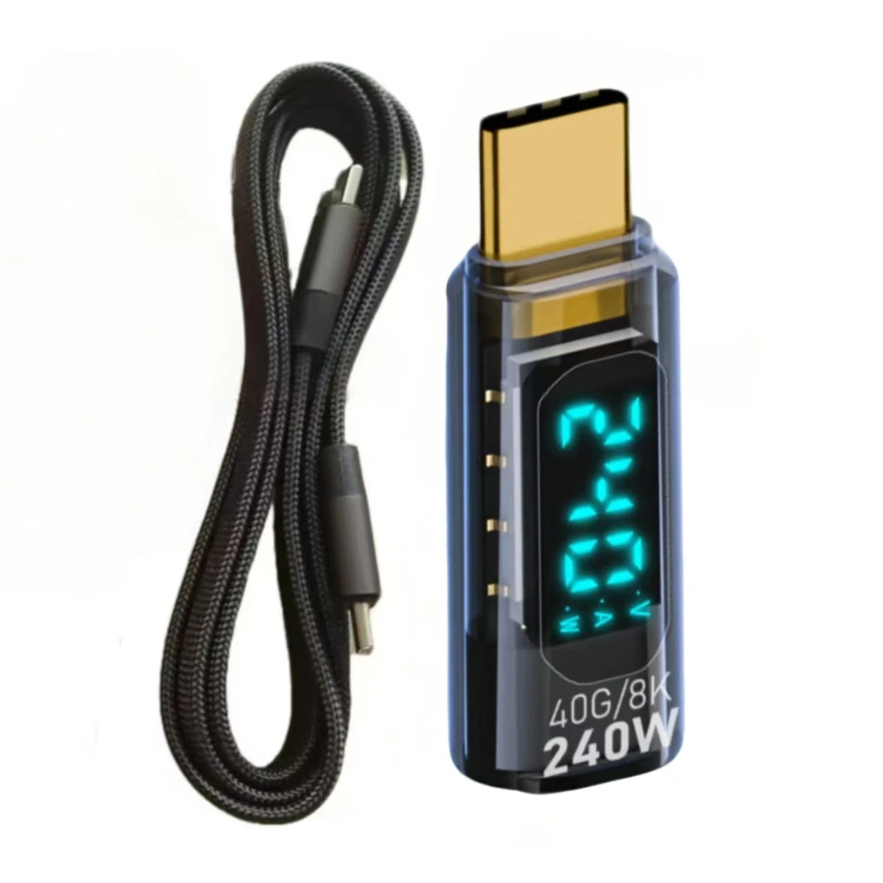 240W PD3.1 USB‑C Female to Male Digital Display Adapter Set, USB4 40Gbps High‑Speed Data 8K@60Hz Video With Braided USB‑C Cable