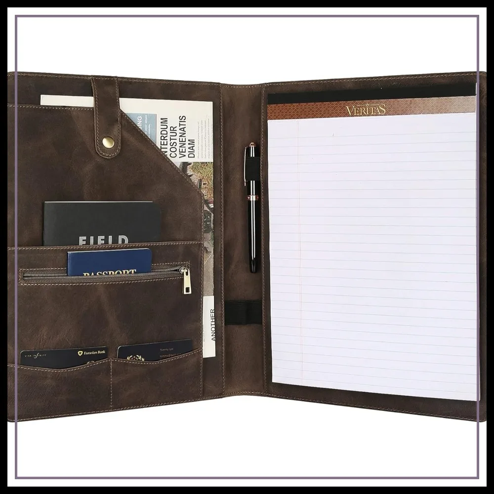 

Personalized Leather Portfolio for Men, Engraved Clipboard Binder, Custom Legal Padfolio, Christmas Gift, Grey