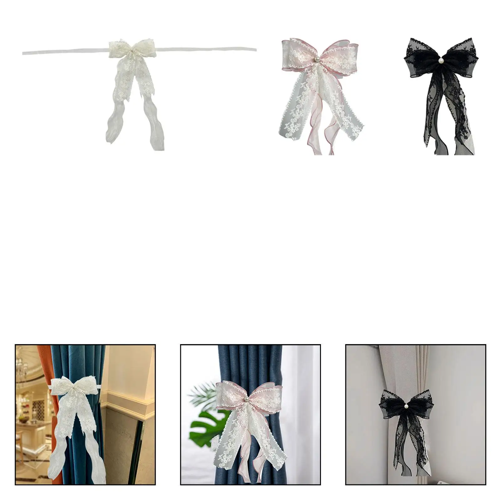 Curtain Holdback Fashion Easy Installation Window Drapery Holder Fastener Decorative Curtain Tieback Lace Bow Knot Ornament