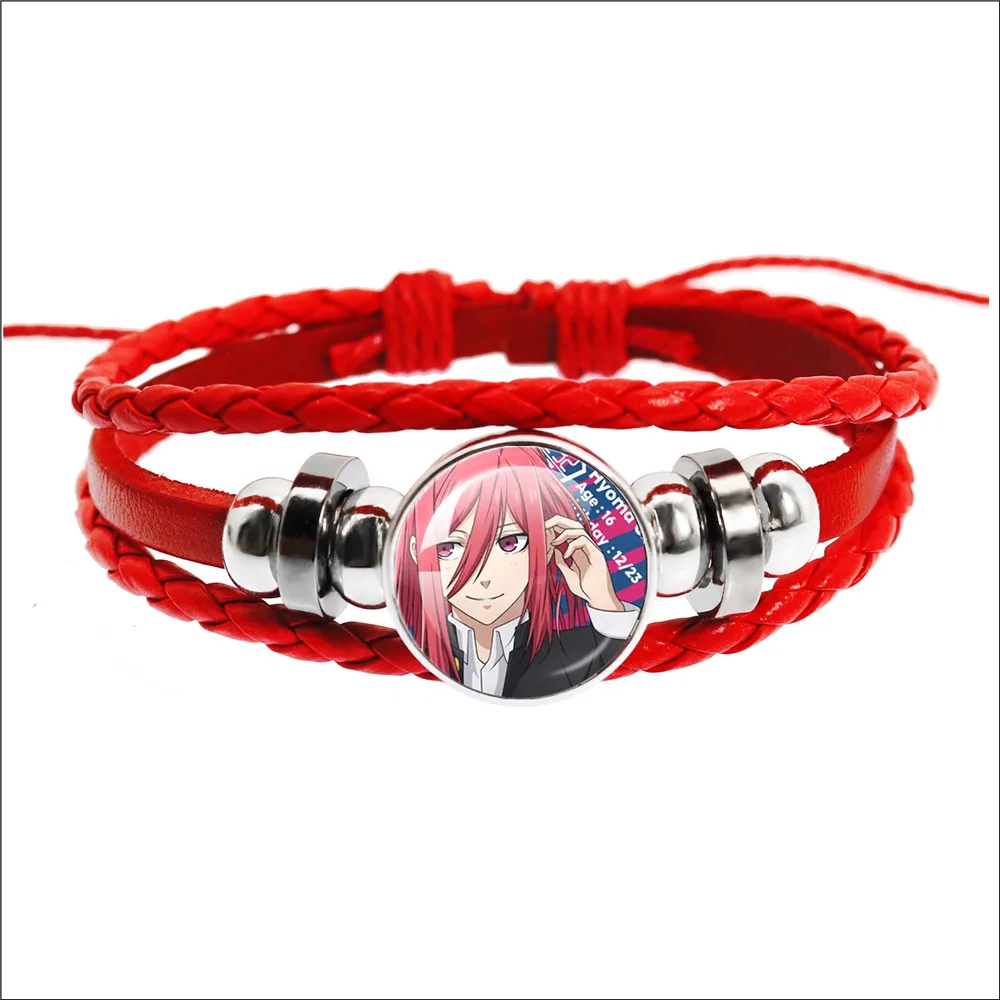 Anime BlUE LOCK Cosplay Character Isagi Yoichi Chigiri Bachira Glass Cabochon Red Leather Bangle Bracelet For Gift To Friend