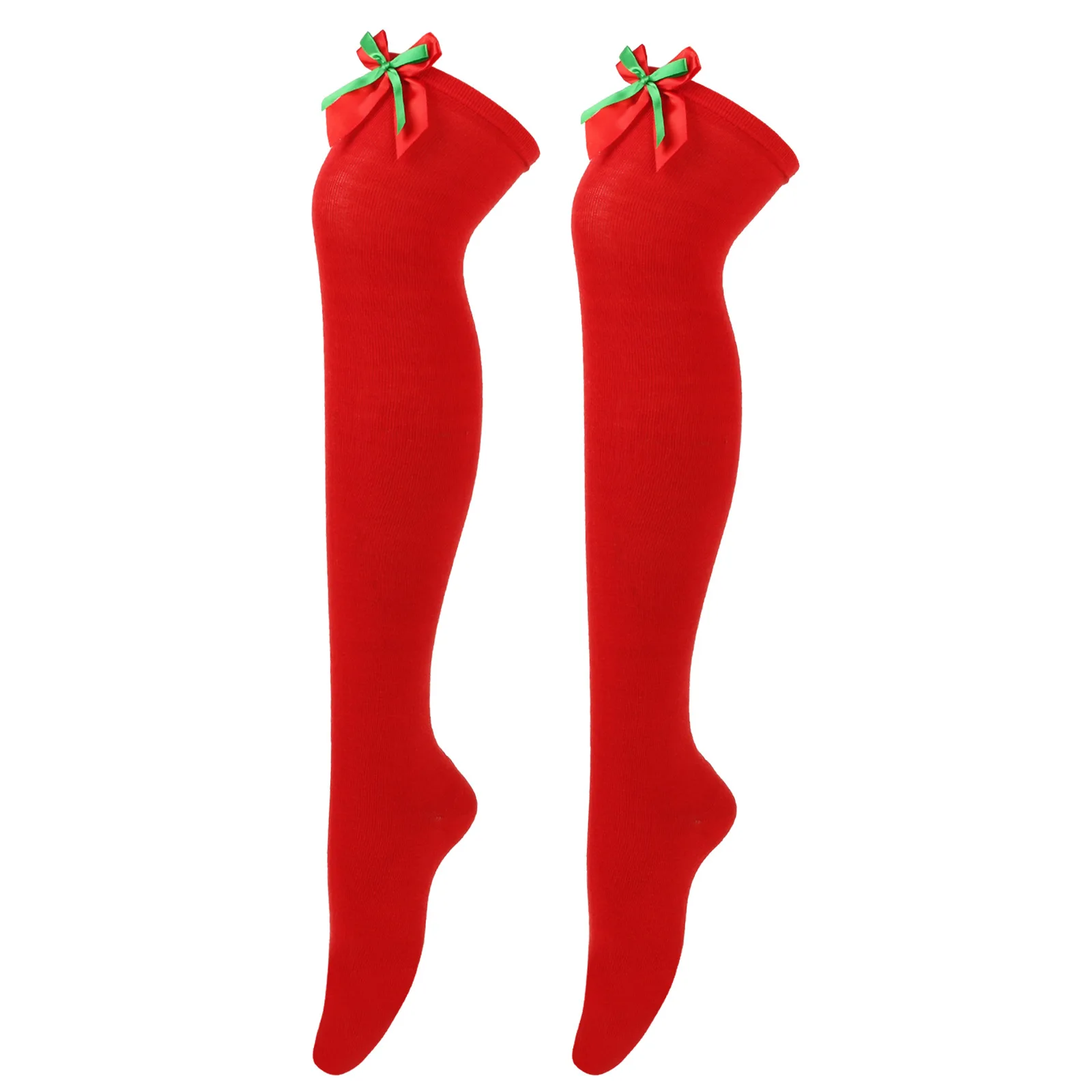 Hoge kerstkousen, 1 paar gestreepte kerstkousen, overknee-kousen