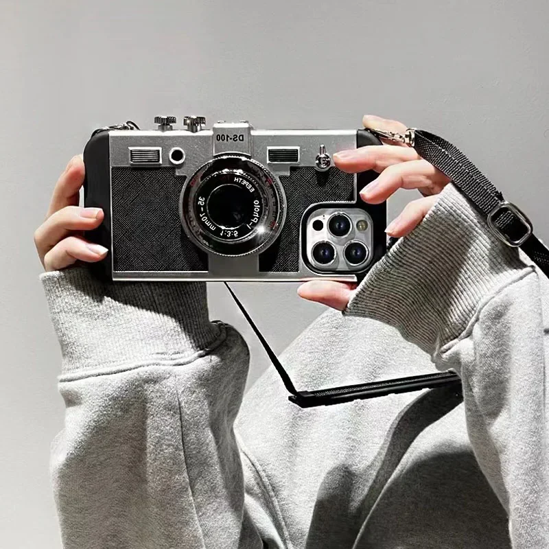 

Emily In Paris 3D Retro Camera Leather Case for IPhone 11 13 14 15 16 Pro Max 12 Plus SE IPones Accessories