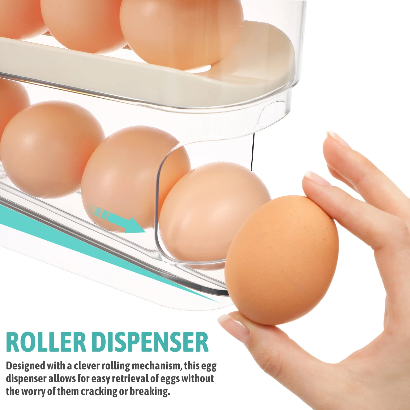 

Egg Dispenser Roller Compact Fridge Organizer Kitchen Storage Egg Container Holder Tray Fridge Organizer