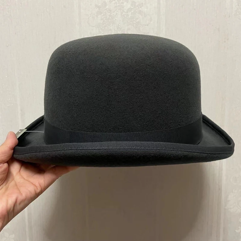 LIHUA Brand 100% wool Bowler Hat Cowboy Fashion Watherproof Equestrian cap. Women Party Fashion Men\'s Black Brown Adjust Hat