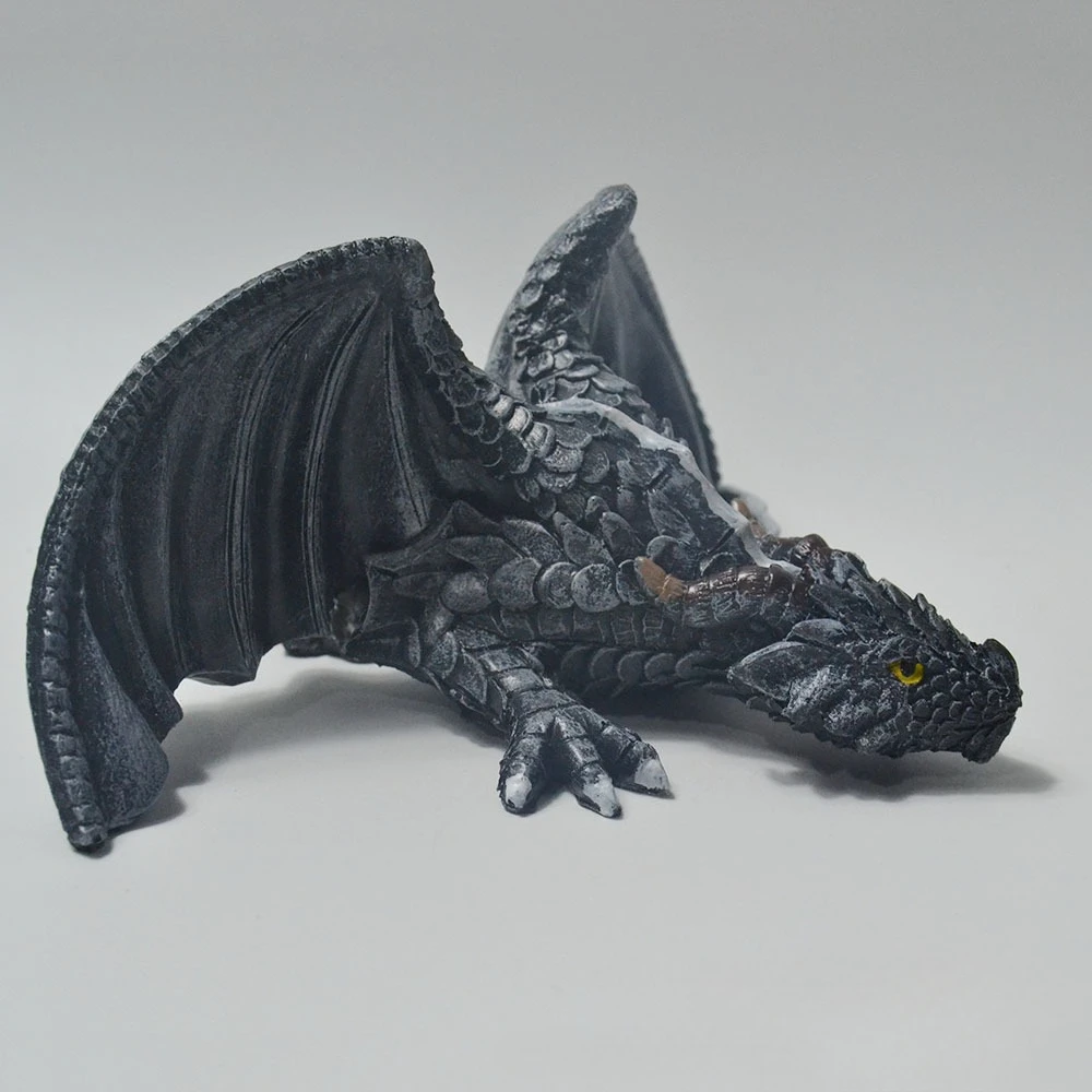 Gothic Dragon Sculpture Large Crouching Resin Dragon Statue for Home Decor Dark Fantasy Collectible with Hand-Painted Details - Image 4