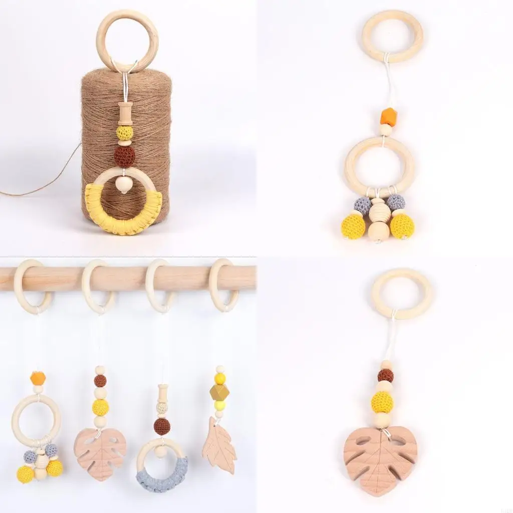 

54DF для игр в тренажерном зале, подвесные подвески для занятий спортом для новорожденных, деревянные прорезыватели для фитнеса,