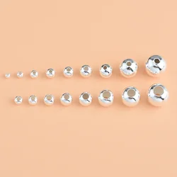 10PCS 925 sterling silver round bead accessories Handmade DIY material bracelet necklace jewelry fashion women