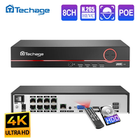 Techage H.265 8CH 4MP 5MP 8MP 1080P 4K POE NVR Two-way Audio Security Surveillance NVR Up to 16CH For POE IP Camera CCTV Video