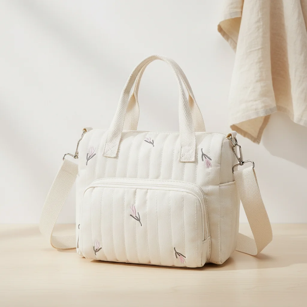 

Корейская сумка-органайзер для мамы в стиле мюми с вышивкой медведя, стеганая, с цветочным узором, большая вместимость, для подгузников, дорожная