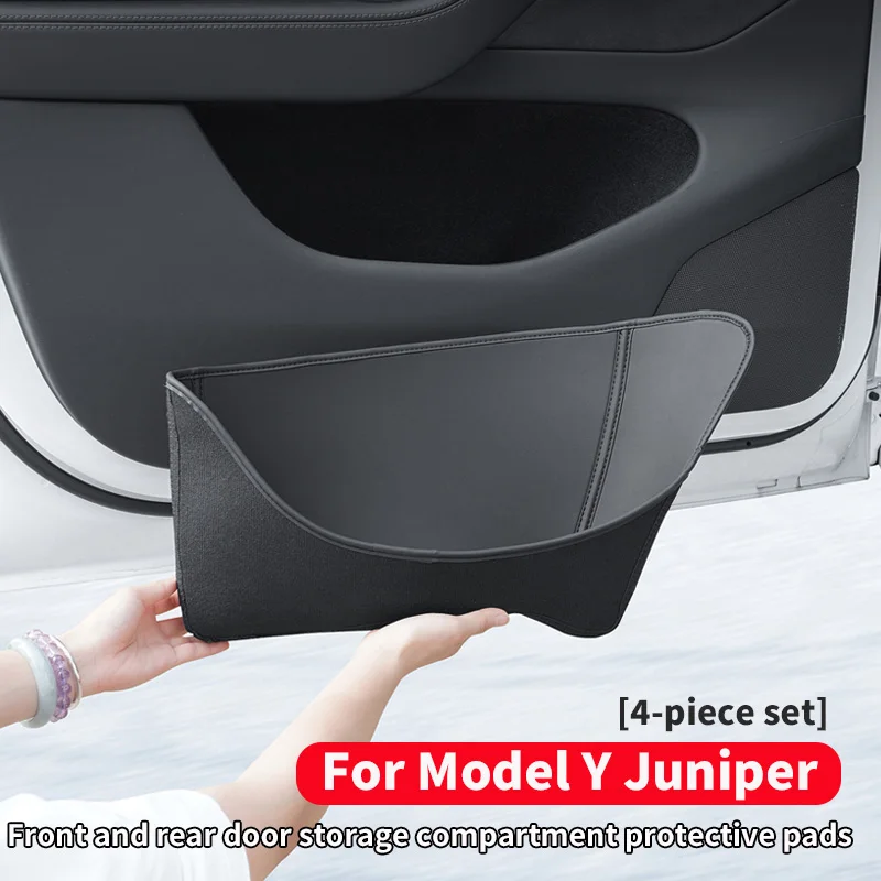 25-26Tesla Model Y Juniper Door Storage Box Slot Protective Pad Front And Rear Suede Accessory for 25-26 Updated Car