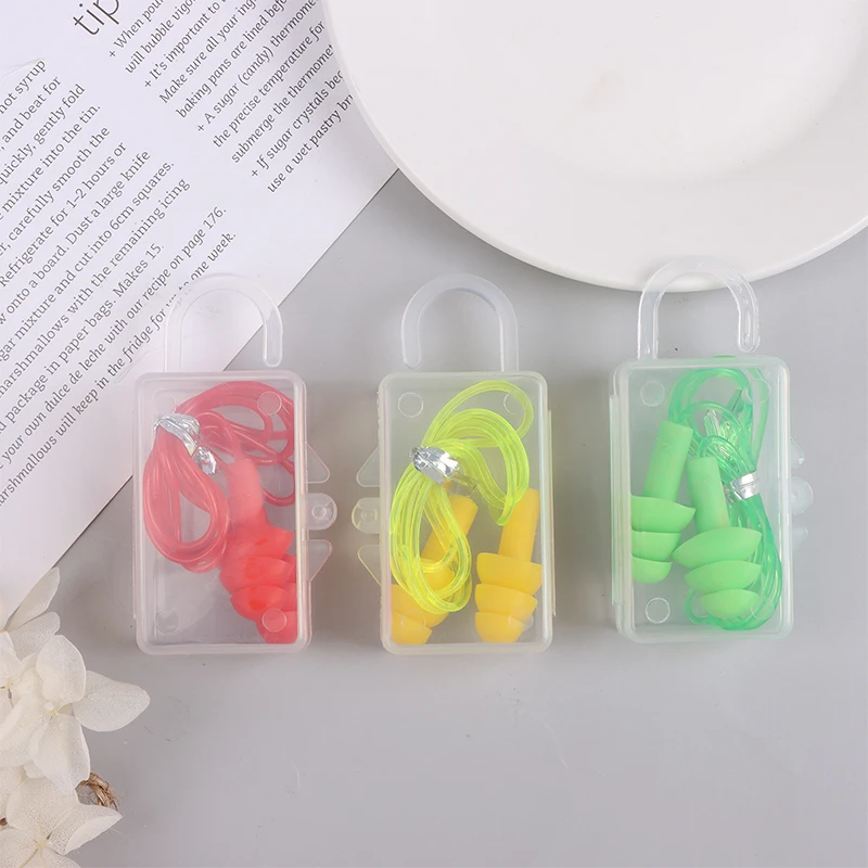 1 Pair Silicone Noise Canceling Earplugs Waterproof Protective Earplugs Swimming & Diving Hooked Earplugs In Box