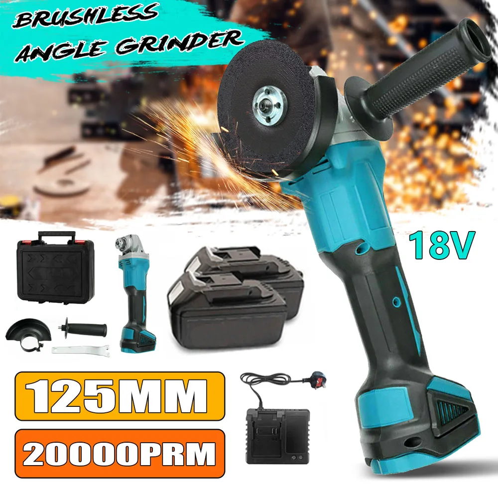 125mm Brushless Angle Grinder Cordless Electric Angle Grinder Power Tool Polishing Cutting Machine for Makita 18V Battery