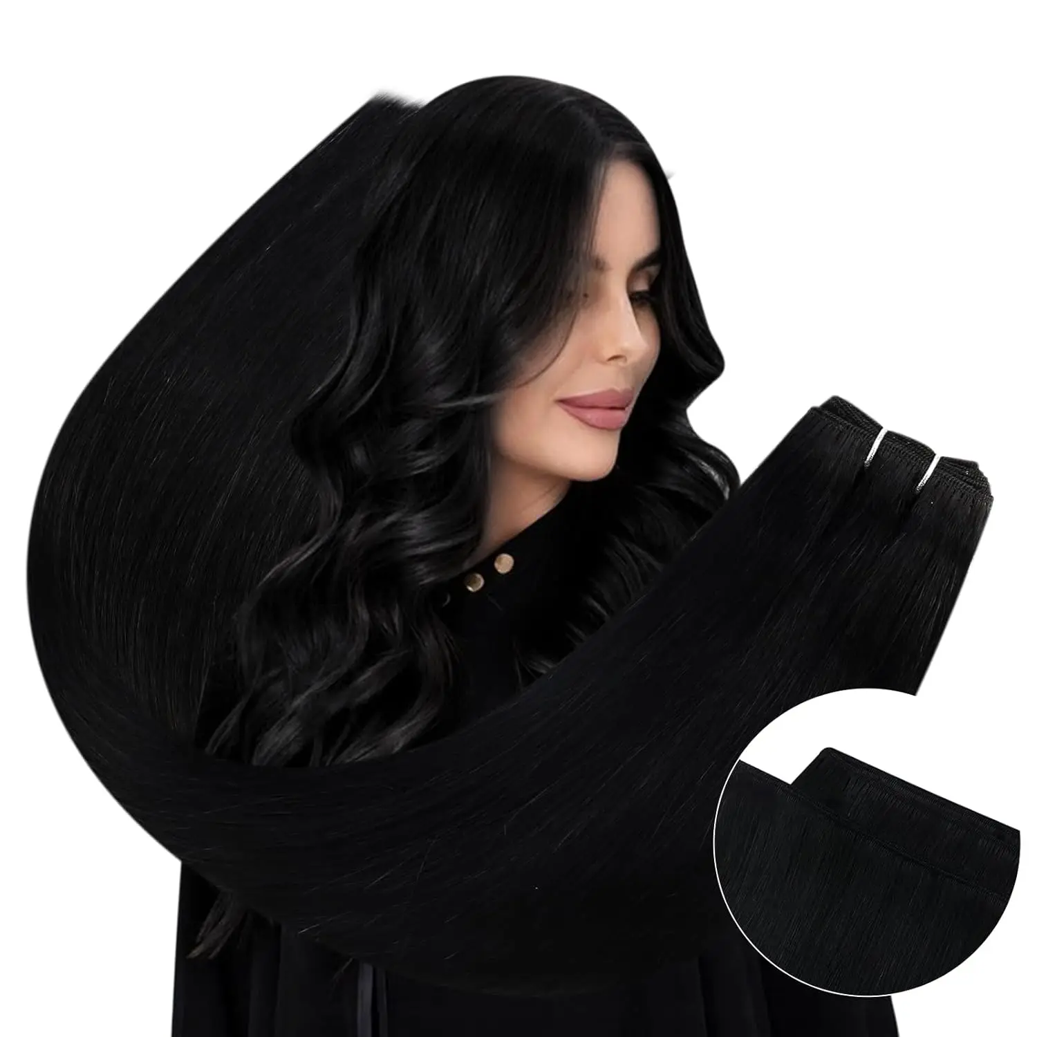Ugeat Naai in Hair Extensions Menselijk Haar Zacht Natuurlijke Donkere Wortel Haarbundels voor Vrouwen Haar Weeft 100G Remy menselijk Haar