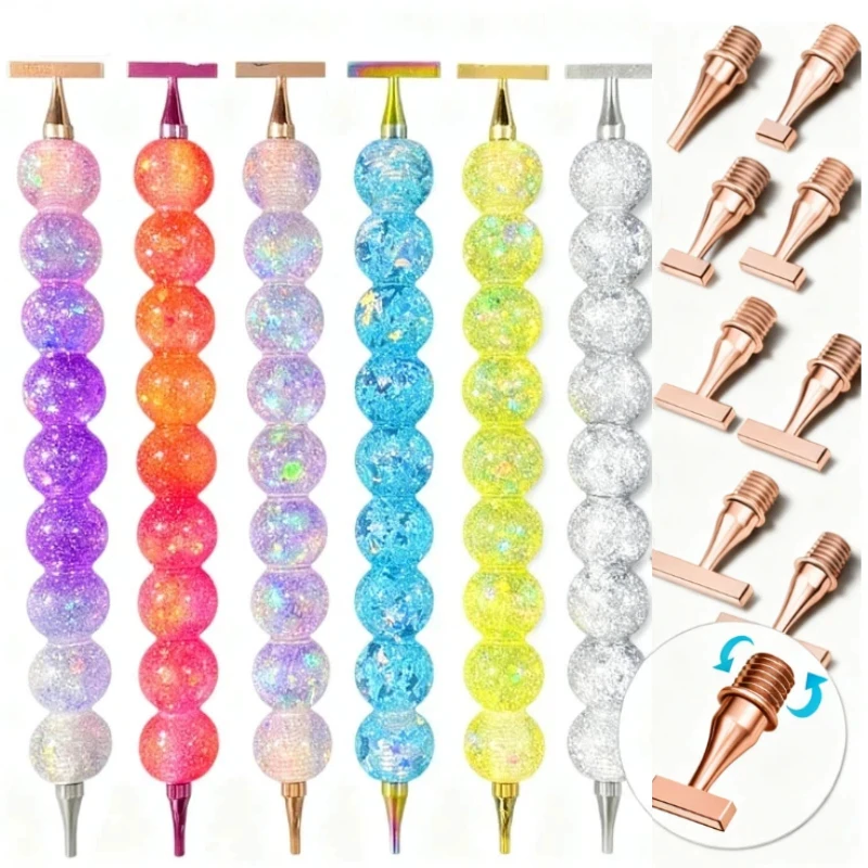 Homfun New Diy Diamond Painting Pen Gold  Embroidery Threaded Dot Drill Tool Multifunctional Metal Screw Thread Tips Accessories