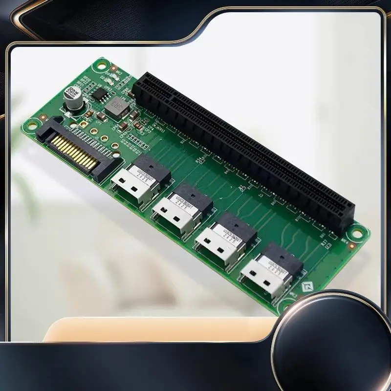 

Pcie 4.0 Slot Expansion Board 4 Port SFF-8654 To Pcie X16 Slot Adapter M.2 To SAS RAID Card GPU Pcie 4.0X4 15PIN SATA-N34R