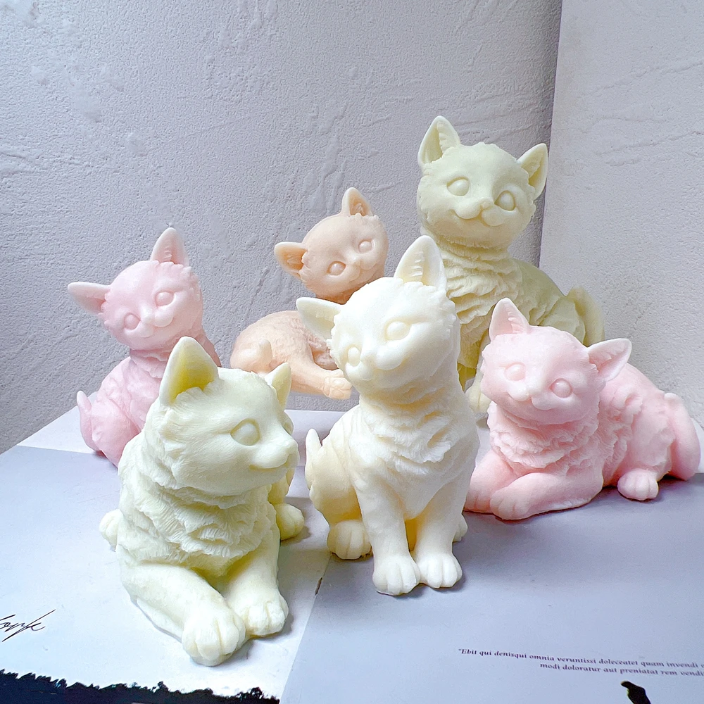 Different Shapes Cute Cat Candle Silicone Mold Animal Soy Wax Silicone Mould Cats Lover Home Decor Gift