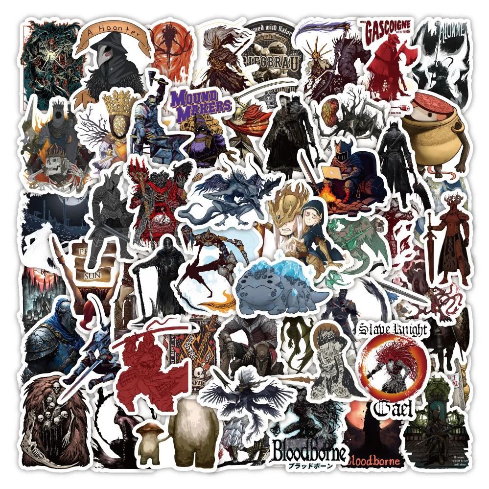 

50pcsDark Souls Cartoon Graffiti Mobile Phone Sticker Decorative Water Cup Notebook Stationery Box Waterproof Sticker
