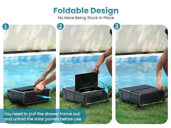 Y80 Solar Robotic Pool Cleaner Cordless Pool Skimmer with 24 Hours Continuous Cleaning 6L Large Debris Bag Remote Control Smart Obstacle Avoidance and Auto-Parking for Above Ground Pools