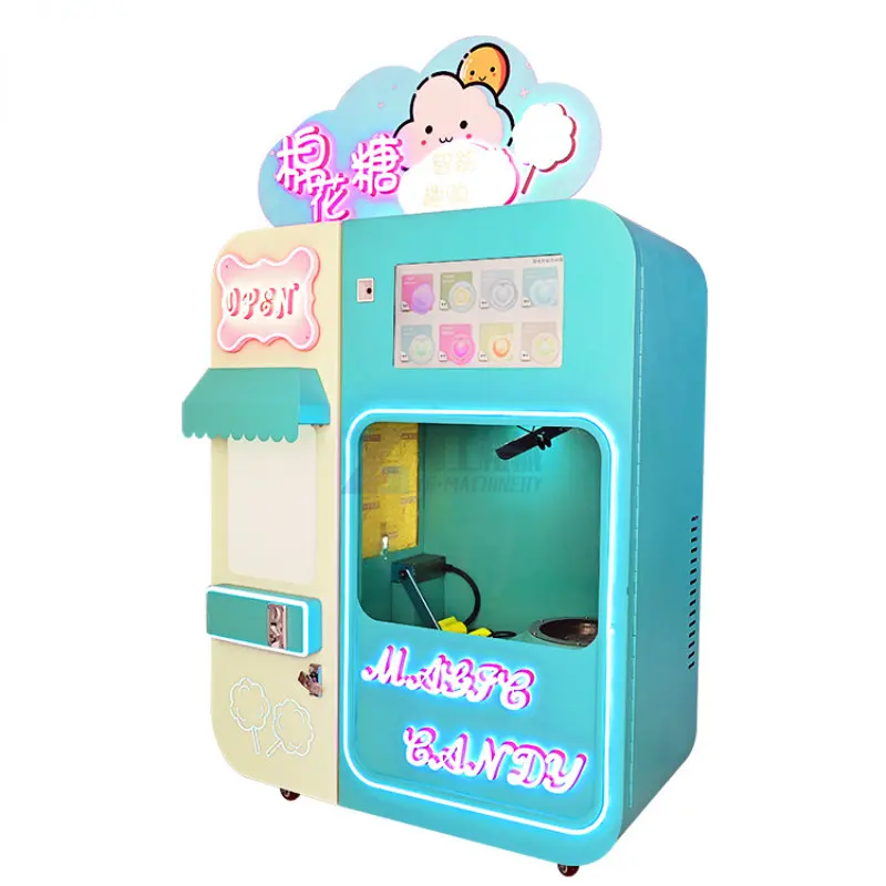 Fully Automatically Cotton Candy Making Machine Robot Commercial Sugar Mini Flower Cotton Candy Vending Machine for Sale