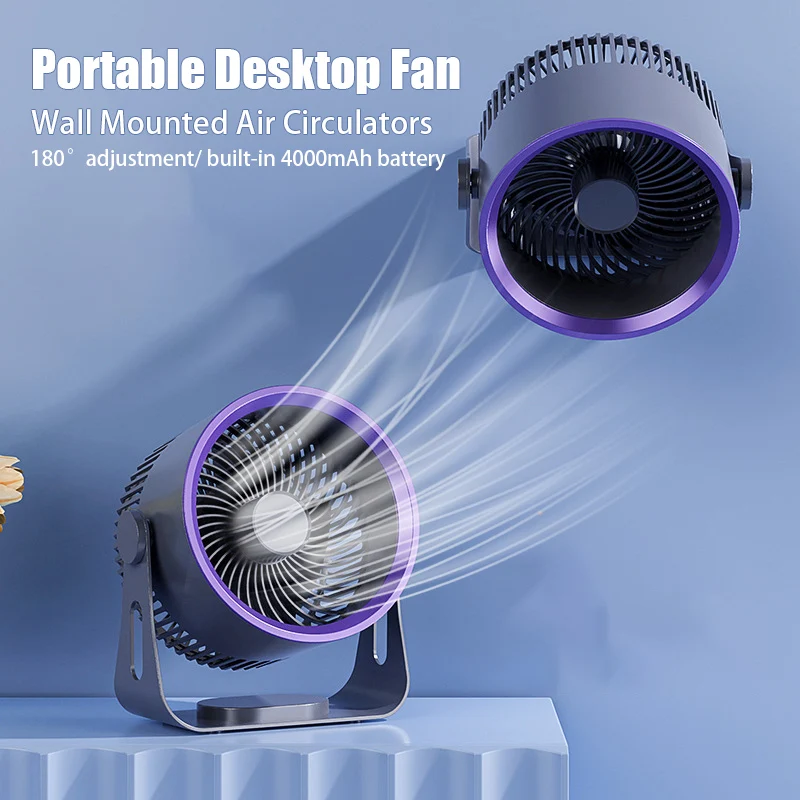 

4000mAh Cordless Electric Fan Wall Mount Ceiling fan USB Home Desktop Air Cooler Air Circulator Fan Portable Cooling battery fan