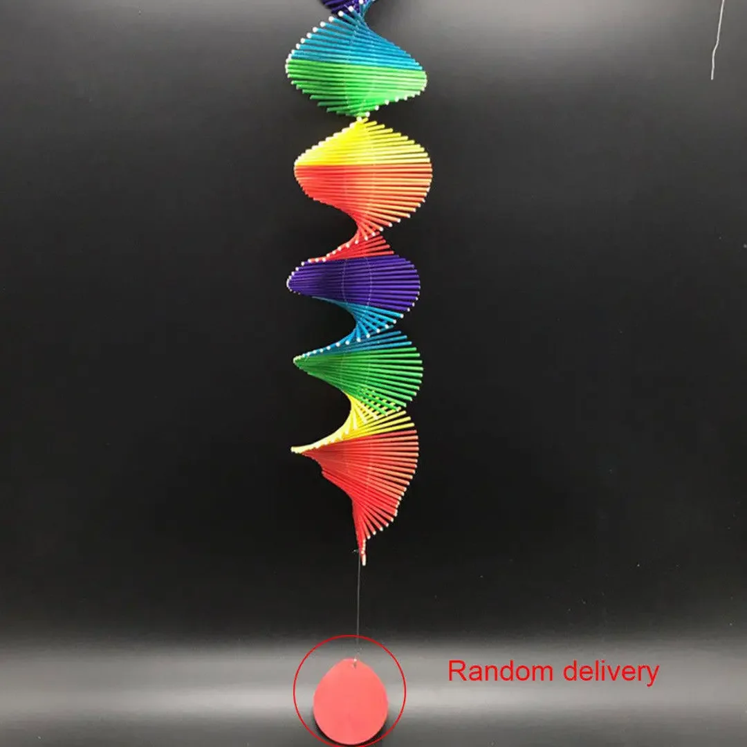 Colorful Wood Wind Chimes Rainbow Wind Spinner Mobile Chime Lawn Wind Spiral Party Home Decor Garden Ornament Decor DIY Pendant