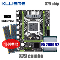 Kllisre X79 motherboard combo kit set LGA 2011 E5 2680 V2 CPU 2*8GB memory DDR3 1600 ECC RAM
