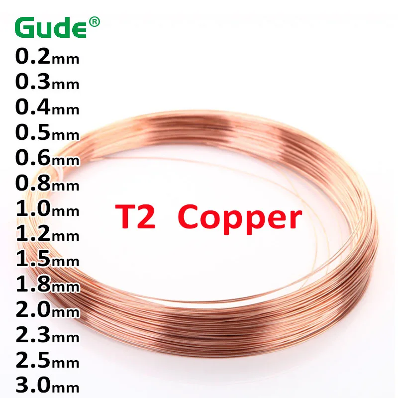 1Meter Copper Wire 0.2mm~3mm Electric Conduction Cable Wires Solid Bare Copper Wire