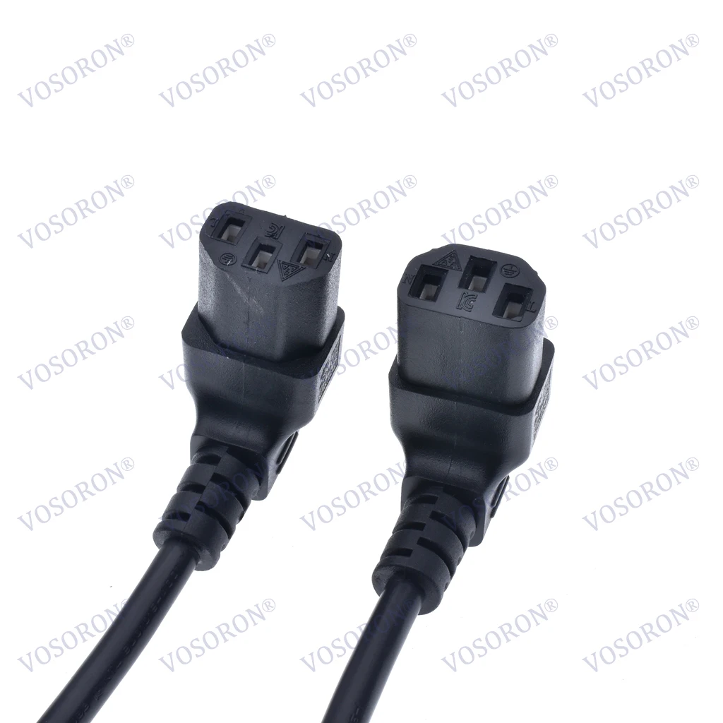 IEC 320 90 Degree C13 3 Pin Female to C14 3 Pin Male PDU Power Supply Extension Cord for Computer LED HDTV Monitor and Scanner