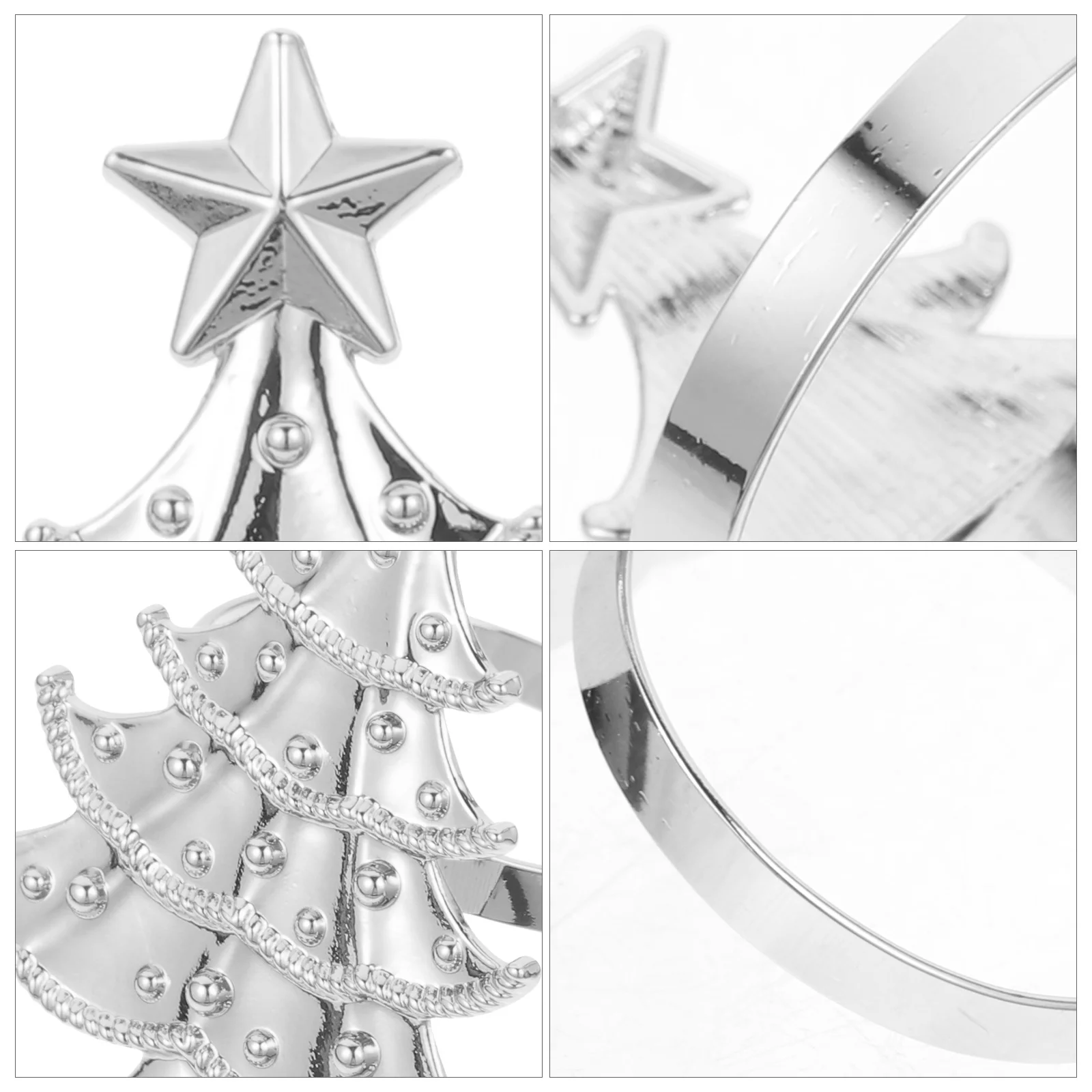 

6pcs Rings Set Christmas Tree Shape Alloy Napkin Holders For Party Xmas Table Decor Dinner Table Adorn Metal Napkin Clips