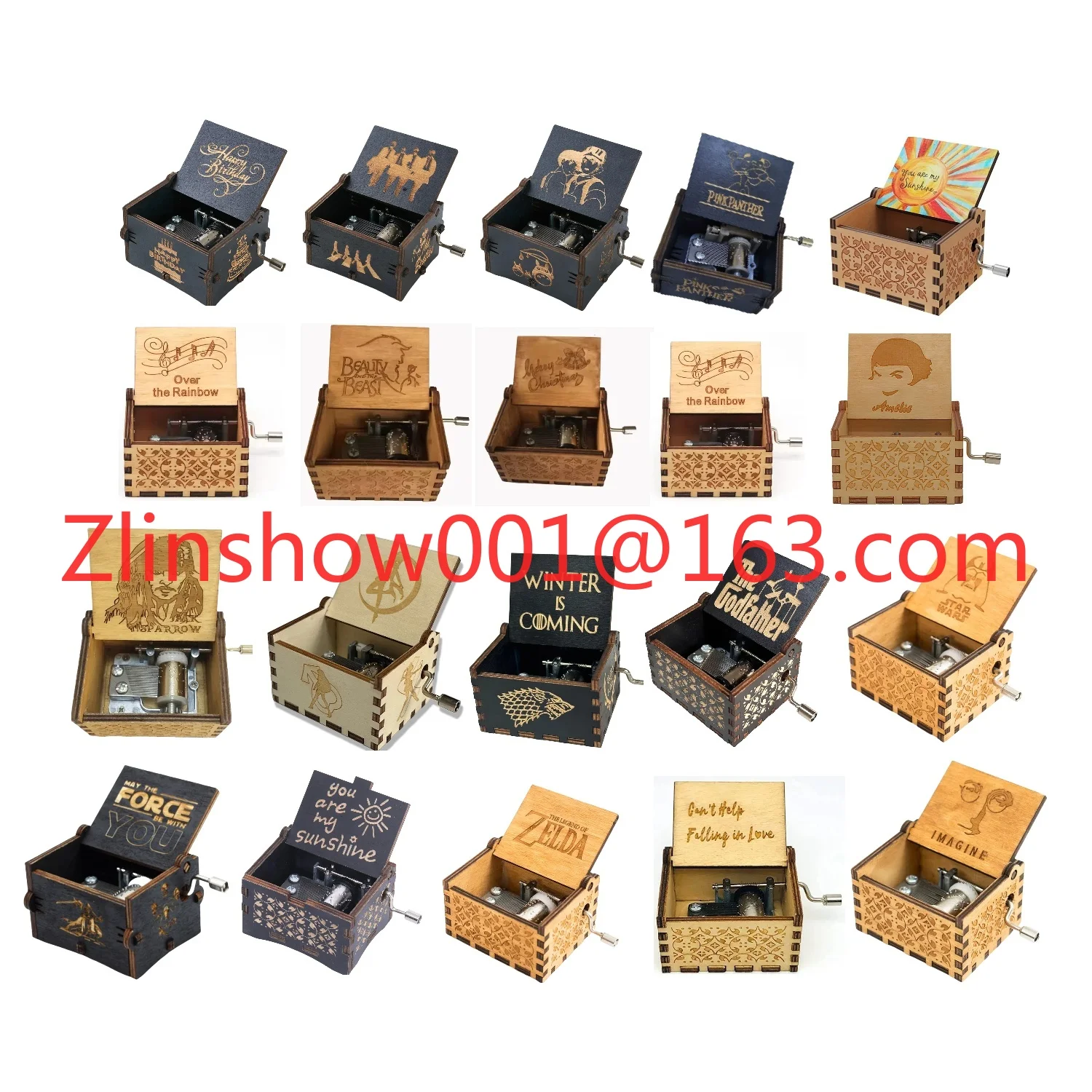 Music and Design Hand Crank Wood Music Box Popular Birthday Gift Hand Crank Wooden Music Box