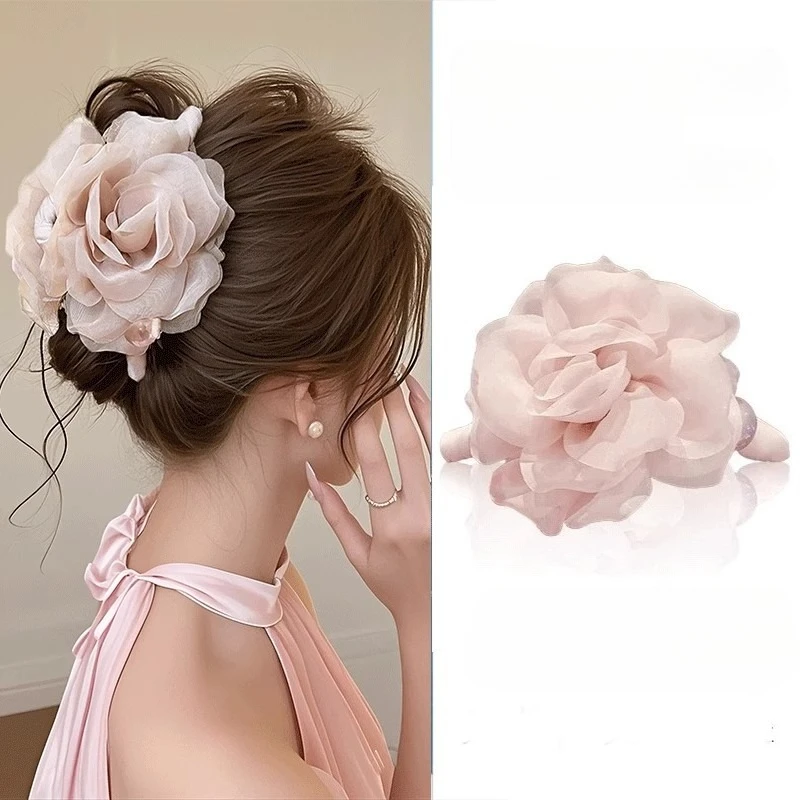 

Gentle flower grab clip, rose pearl hairpin, camellia shark clip, hairpin headgear.
