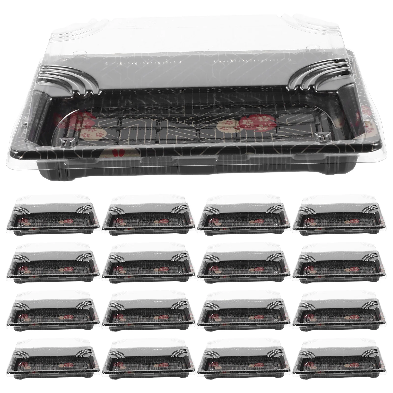 

25Pcs Sushi Containers with Clear Lids Reusable Plastic Rectangular Packing Boxes Simple Delicate Craftsmanship