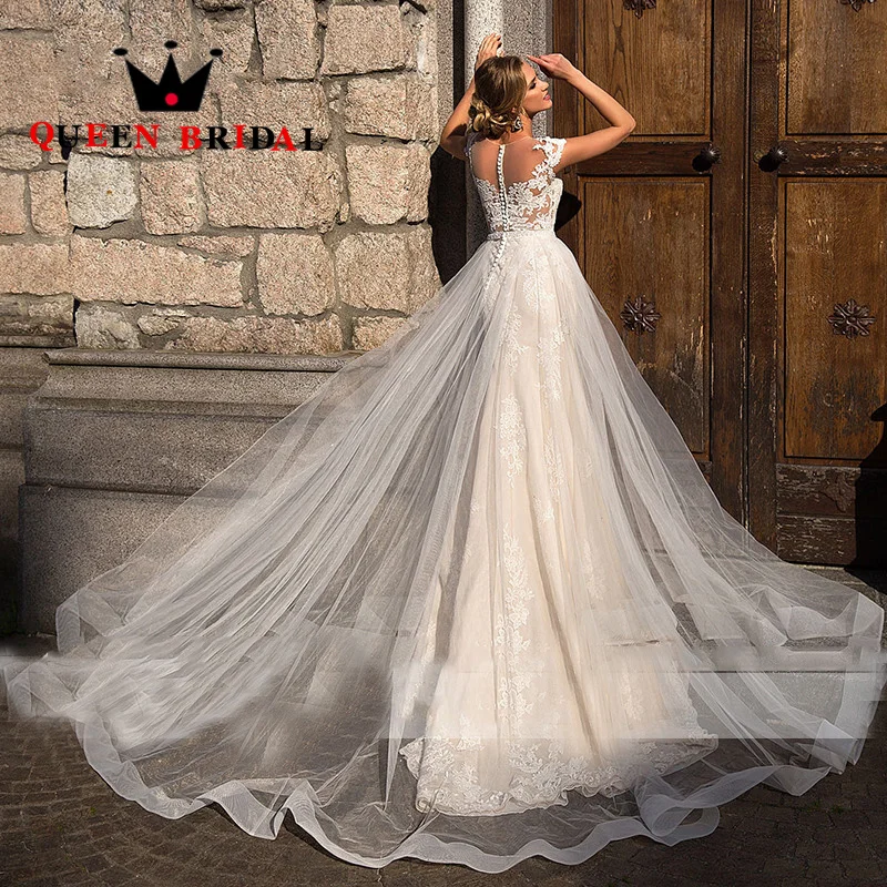 Charmante Appliques dentelle robes De mariée Cap manches col en V sirène longueur De plancher robes De mariée Vestido De Noiva personnalisé S66Y