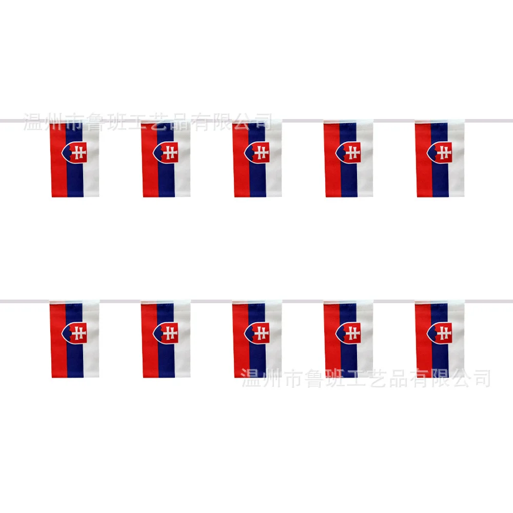 (SKY FLAG) Slovakia Bunting Flags 14x21cm 20pcs/Lot Polyester Slovakia String Flags Pennant Banner for Festival Party Decoration