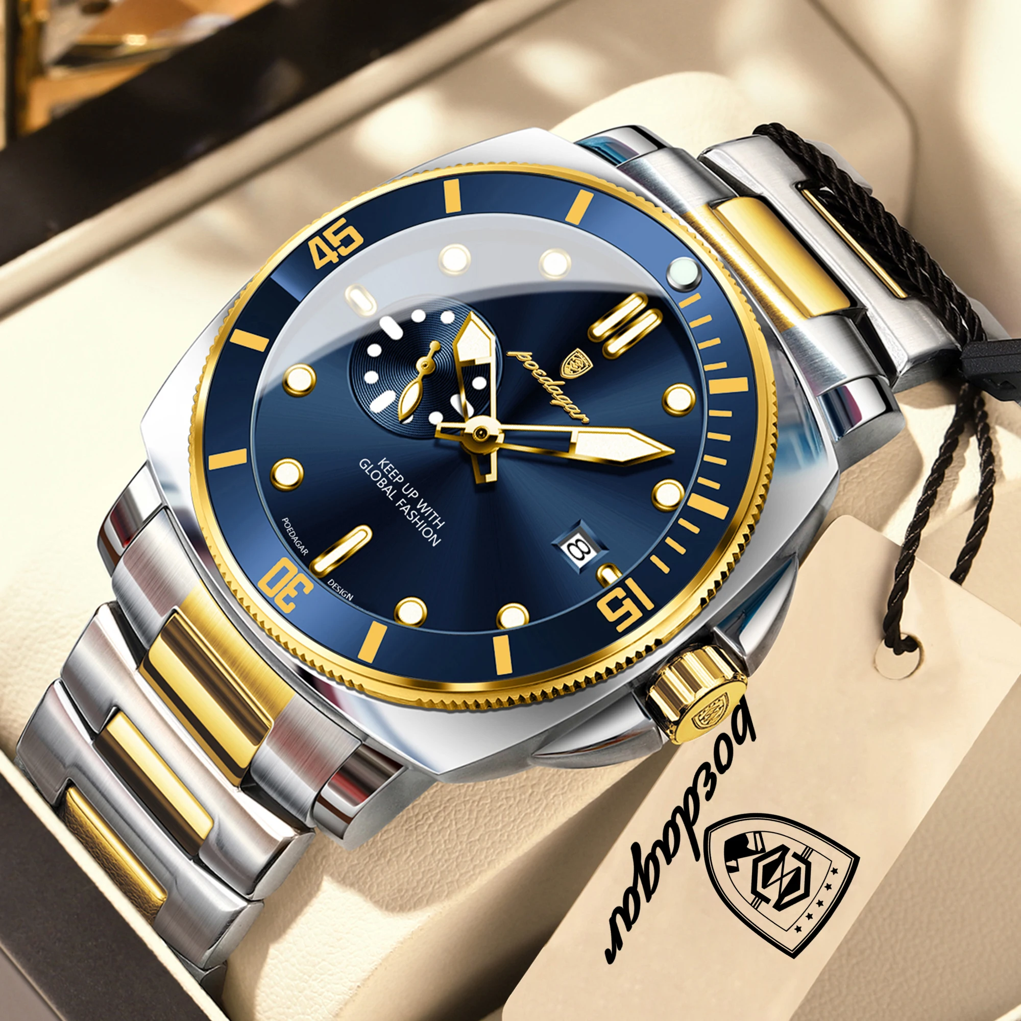 POEDAGAR Top Luxury Men Wristwatch Waterproof Luminous Stainless Steel Casual Man Watch Date Quartz Business Men's Watches Reloj