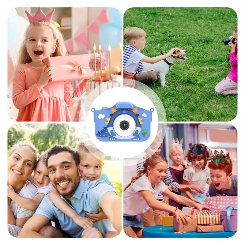 Appareil photo portable 1080P HD pour enfants, appareil photo à selfie multifonctionnel pour enfants, caméra vidéo numérique, dessin animé Dragon, jouets pour filles et garçons