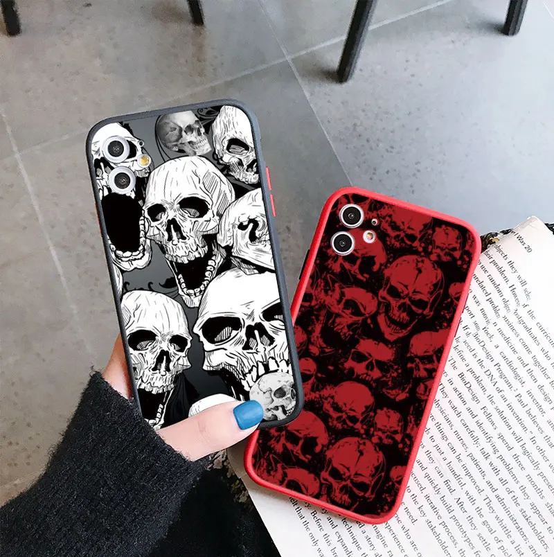 Fashin Skeleton Skull Cassa Del Telefono Per iPhone 16 15 12 13 Mini 11 14 Plus Pro MAX 7 8 Plus SE 2020 XR X XS Antiurto Della Copertura Posteriore