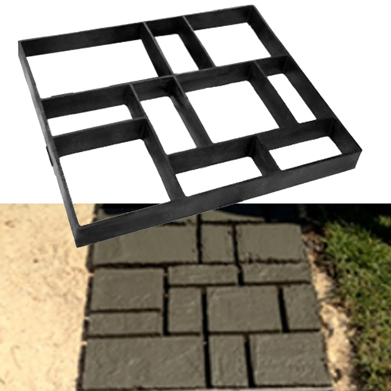 Garden DIY Plastic Driving Way Paving Mould Step Stone Maker Cement Mold 10Grids