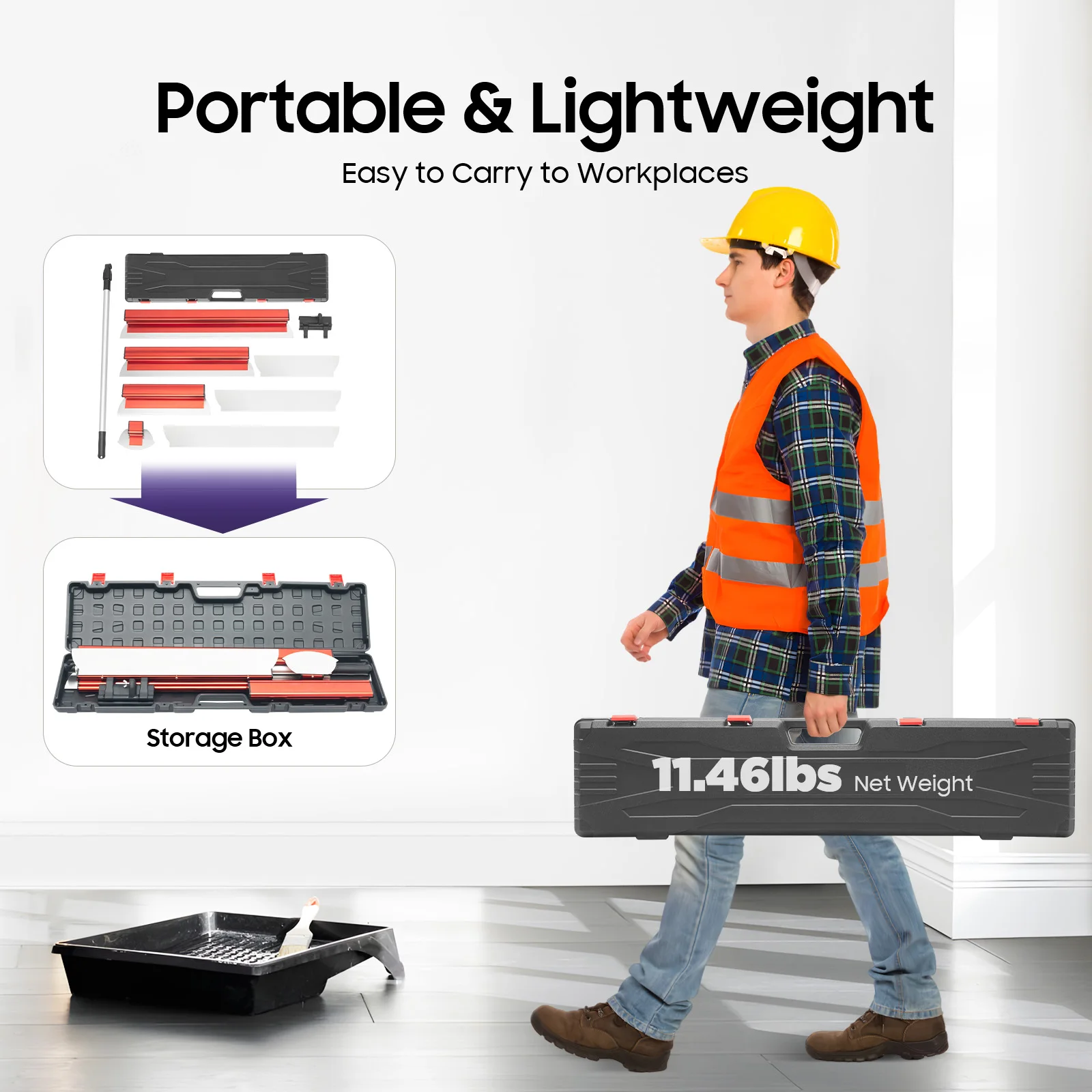 Set di strumenti per scremare il muro a secco, lame in acciaio inossidabile di 3 dimensioni con manico di estensione da 34-61 pollici, kit per lisciare il gesso da parete