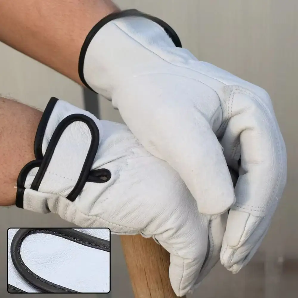 Sheepskin Leather Work Gloves Stretchable Wrist Soft Safety Gloves Wear-Resistant Welding Gloves Labour Safety Supplies
