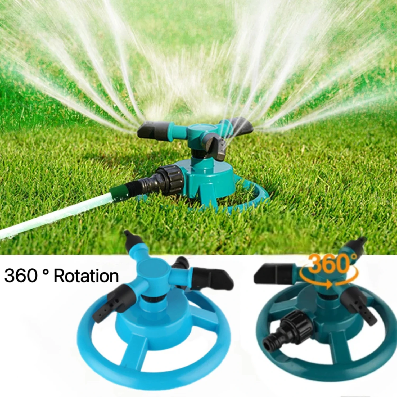 Highly Efficient Automatic Rotating Lawn Sprinkler with Quick Coupling for Lawn Irrigation - Grass Garden Nozzle for Quick and E